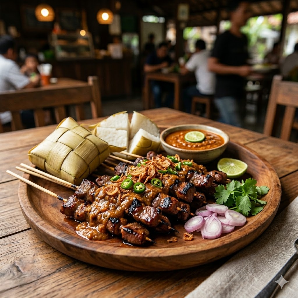 Sajian sate padang khas dengan kuah kental